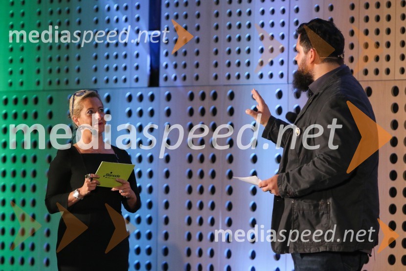  Maria Anselmi, direktorica Bisnode;  Boštjan Gorenc - Pižama, stand up komikBISNODE FOR BUSINESS / BEST FOUR BUSINESS / B4B
