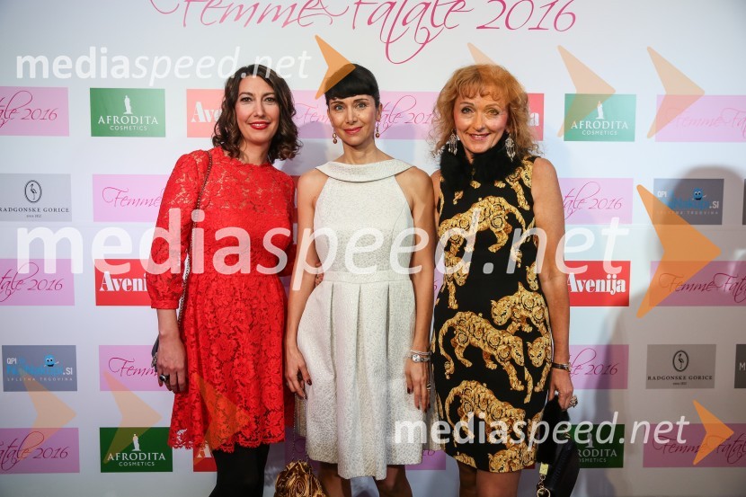  Petra Kancler, novinarka; Dr. Jerca Legan Cvikl,  strokovnjakinja za komuniciranje;  Lilijana Kastelic, oblikovalkaFemme fatale 2016 je Alma Rekić