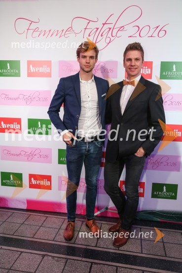  Tilen Grah, Mister Slovenije 2016;  Erik Ferfolja, maneken, lastnik agencije Mister Model Management, lastnik licence Mister SlovenijeFemme fatale 2016 je Alma Rekić