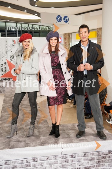  Nadiya Bychkova, plesalka, manekenka;  Sabina Remar, manekenka;  Taiji Tokuhisa, maneken in voditeljModna revija, Qlandia Novo mesto