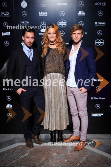  Gašper Tratnik, maneken;  Jana  Koteska, manekenka;  Tilen Grah, Mister Slovenije 2016Mercedes Benz Fashion Week 2016, 2. dan
