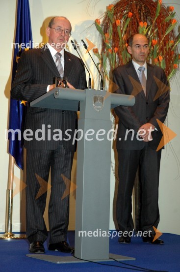 France Cukjati, predsednik Državnega zbora Republike Slovenije in dr. Danilo Türk, predsednik Republike SlovenijeSprejem treh predsednikov za novinarje