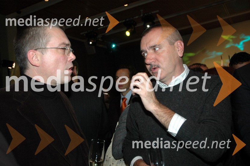 Jani Sever, urednik Vest.si in Tomaž Perovič, direktor informativnega in športnega programa PRO PLUSSprejem treh predsednikov za novinarje