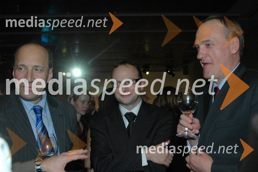 ..., Radovan Žerjav, minister za promet in Janez Podobnik, minister za okolje in prostorSprejem treh predsednikov za novinarje