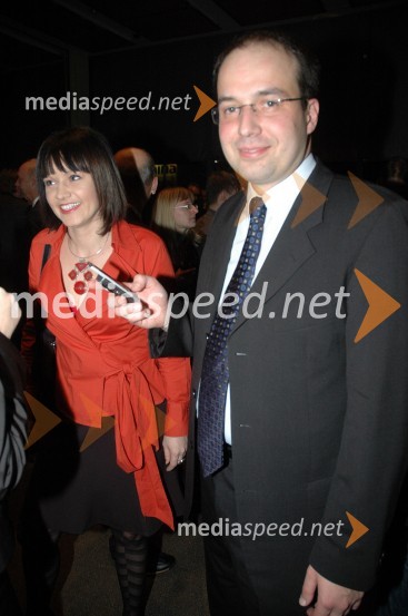Mag. Andreja Jernejčič, članica uprave za strateško komuniciranje pri Infonet media in Leo Oblak, predsednik uprave Infonet media, d.d.Sprejem treh predsednikov za novinarje