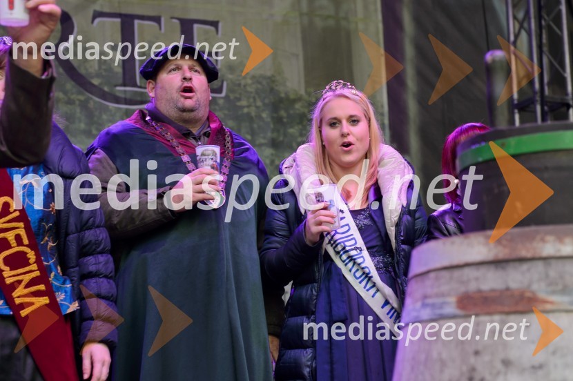  Sebastijan Rojs, selektor vinske reprezentance;  Kaja Šerbinek, Mariborska vinska kraljica 2016Martinovanje v Mariboru 2016