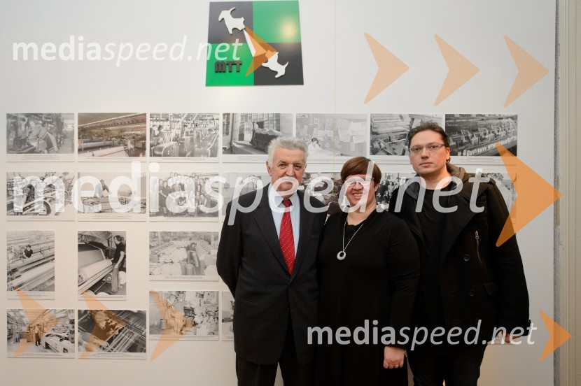  Slobodan Šujica, nekdanji generalni direktor MTT; dr. Aleksandra  Berberih Slana, direktorica Muzeja narodne osvoboditve Maribor;  Uroš Lehner, grafični oblikovalecJugoslovanski Manchester, odprtje razstave