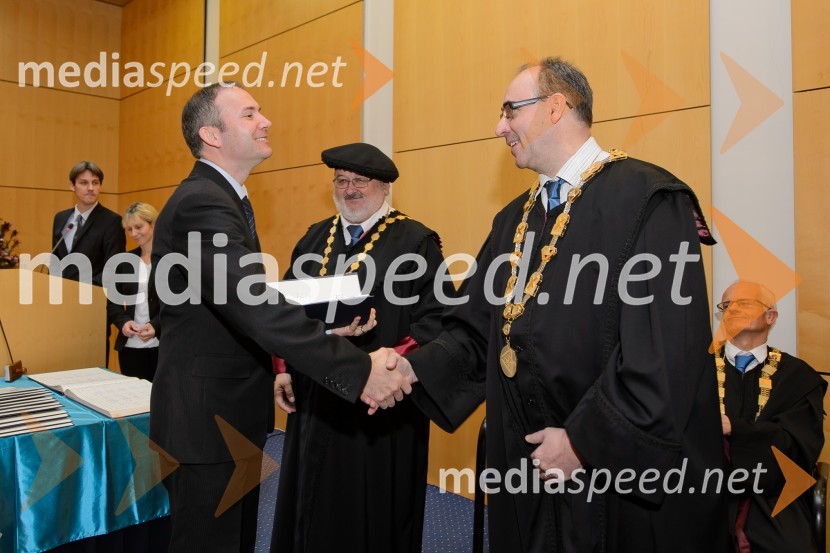 dr. Boštjan Kežmah, Fakulteta za elektrotehniko, računalništvo in informatiko; prof. dr. Igor Tičar, rektor, Univerza v Mariboru; red. prof. dr. Marjan Mernik, Fakulteta za elektrotehniko, računalništvo in informatikoPromocija doktorjev znanosti na UM, december 2016