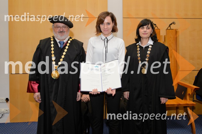 prof. dr. Igor Tičar, rektor, Univerza v Mariboru; dr. Mira Zore, Ekonomsko-poslovna fakulteta;  ... Promocija doktorjev znanosti na UM, december 2016