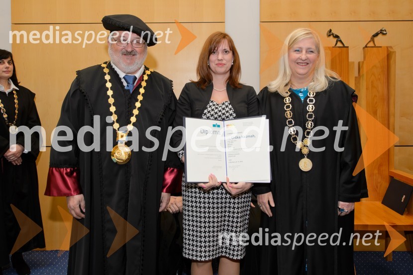 prof. dr. Igor Tičar, rektor, Univerza v Mariboru; dr. Urška Kežmah, Pravna fakulteta;  ... Promocija doktorjev znanosti na UM, december 2016