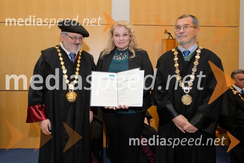 prof. dr. Igor Tičar, rektor, Univerza v Mariboru; dr. Emira Premrov, Filozofska fakulteta; prof. dr. Božidar Kante, dekan, Filozofska fakulteta, Univerza v MariboruPromocija doktorjev znanosti na UM, december 2016
