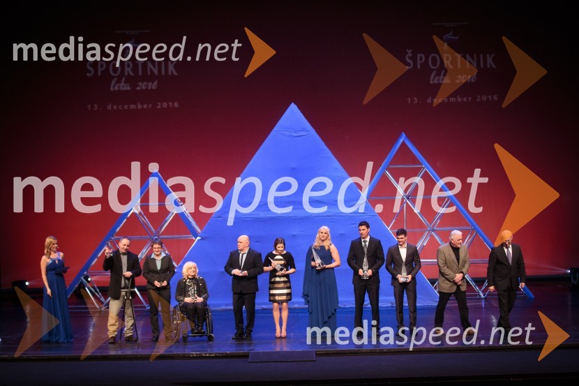  Sanja Modrič, novinarka;  ... ;  ... ;  Veselka  Pevec, slovenska paraolimpijka in strelka;  Marjan Fabjan, športni trener;  Tina Trstenjak, judoistka;  Ana Velenšek, judoistka;  Vasilij Žbogar, jadralec;  Peter Kauzer, kajakaš;  ... ;  Bogdan Gabrovec, predsednik Olimpijskega komiteja Slovenije, predsednik Judo zveze SlovenijeŠportnik leta 2016