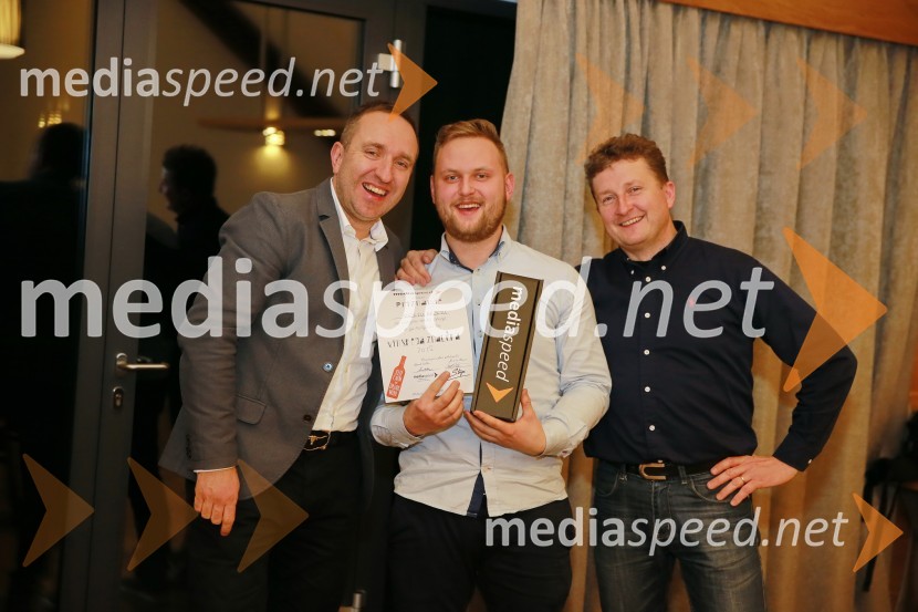  Borut  Cvetko, kreativni direktor Mediaspeed;  Anže Krže, fotograf;  Danilo Steyer,   vinar, Steyer Vina; vinski vitez, predsednik Vinske reprezentance SlovenijeMediaspeed 15. rojstni dan in ponovoletno druženje