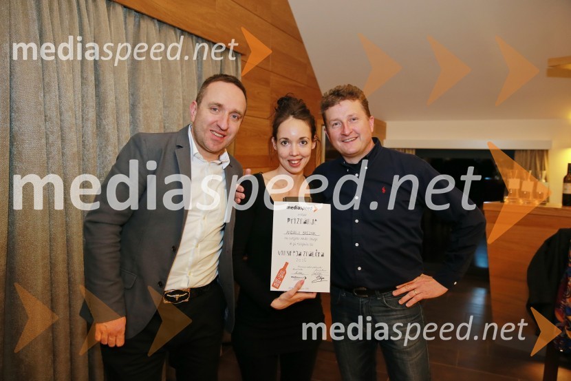  Borut  Cvetko, kreativni direktor Mediaspeed;  Andreja Breznik, Mediaspeed;  Danilo Steyer,   vinar, Steyer Vina; vinski vitez, predsednik Vinske reprezentance SlovenijeMediaspeed 15. rojstni dan in ponovoletno druženje