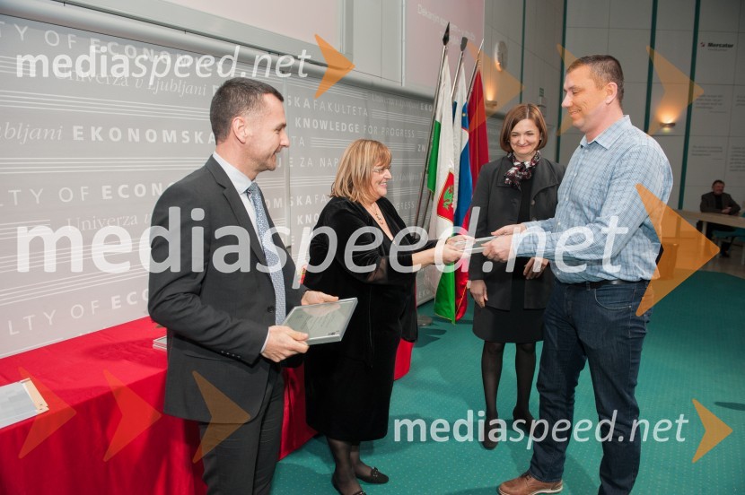 redni prof. dr. Tomaž Čater, Ekonomska fakulteta Univerze v Ljubljani; red. prof. dr.  Metka  Tekavčič, dekanja Ekonomske fakultete Univerze v Ljubljani;  Vesna Žabkar, prodekanja za raziskovalne dejavnosti, Ekonomska fakulteta ;  dr. Ivan ŽupičDekanjin sprejem na Ekonomski fakulteti v Ljubljani
