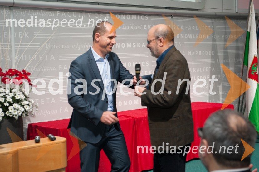 prof. dr.  Jože  P. Damijan, Ekonomska fakulteta v Ljubljani;  prof. dr. Branko Milanović, ekonomistDekanjin sprejem na Ekonomski fakulteti v Ljubljani