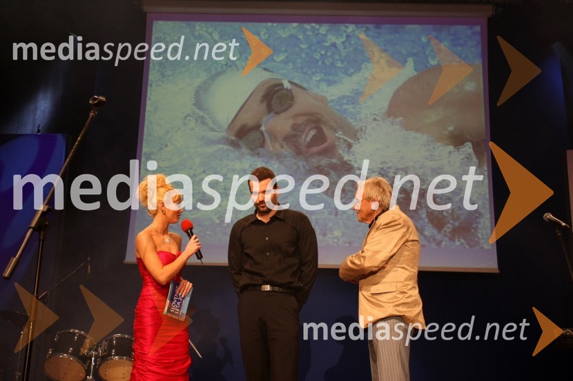 Pia Pustovrh, voditeljica, Peter Mankoč, plavalec in Tone Fornezzi TofSlovenec leta 2007