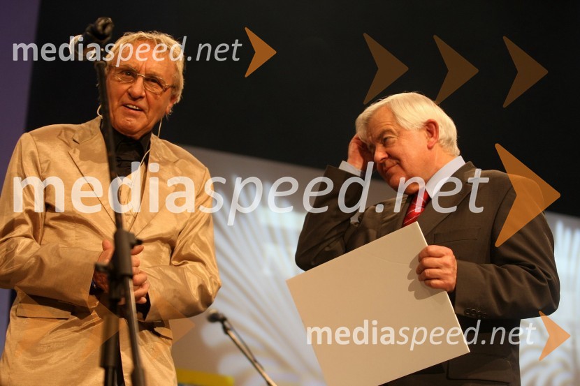 Tone Fornezzi Tof in Milan Kučan, nekdanji predsednik republike SlovenijeSlovenec leta 2007