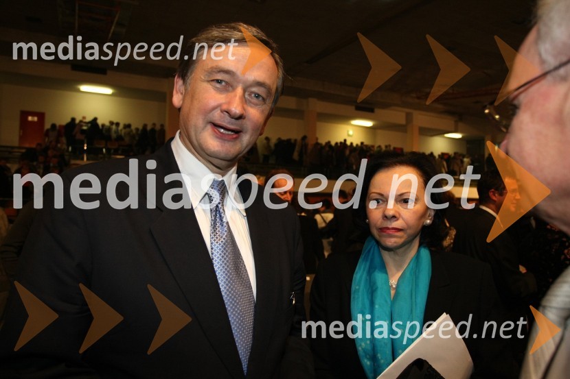 Dr. Danilo Türk, predsednik Republike Slovenije in Slovenec leta in soproga Barbara Miklič TürkSlovenec leta 2007