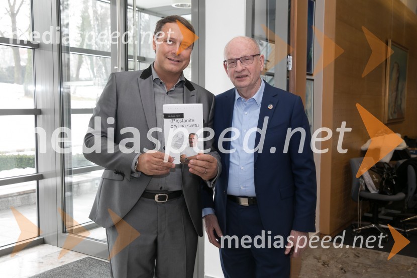 dr. Andrej Vizjak, ustanovitelj in predsednik AV.consulting;  Arnold Walravens, profesor IEDC(P)ostanite prvi na svetu, predstavitev knjige avtorja dr. Andreja Vizjaka