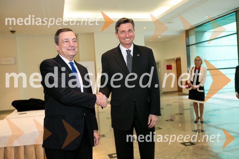  Mario Draghi, predsednik ECB;  Borut Pahor, predsednik Republike Slovenije10. obletnica uvedbe evra