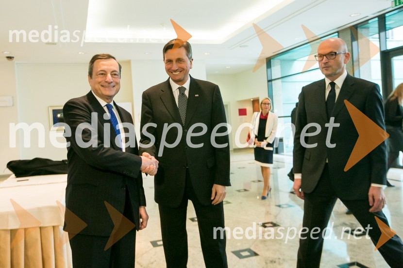  Mario Draghi, predsednik ECB;  Borut Pahor, predsednik Republike Slovenije10. obletnica uvedbe evra