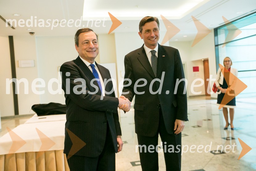  Mario Draghi, predsednik ECB;  Borut Pahor, predsednik Republike Slovenije10. obletnica uvedbe evra