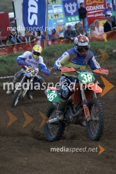 Roman Morozov, Ukrajina in Aleksander Ivanyutin, Rusija (v ozadju)MOTOKROS, Evropski pokal 2005 Gdansk, Poljska