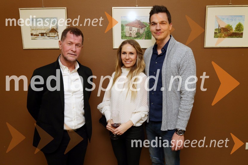  Andrej Okreša, novinar;  Vanessa Ternjak, Ploj d.o.o.;  Jan Ternjak, maneken, novinarOtvoritev slikarske razstave AIR OFF