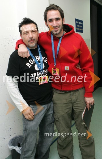 Aleš Uranjek, glasbeni menedžer in Miha Šalehar, novinar na RTV SlovenijaKoncert Gremo na prvi rok, UŠC Leona Štuklja