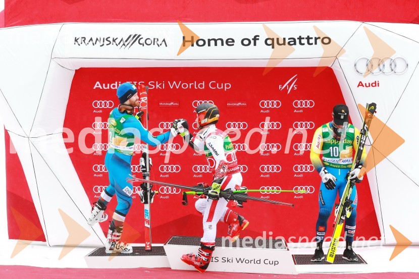  Leif Kristian Haugen, smučar, Norveška;  Marcel Hirscher, smučar (Avstrija);  Matts  Olsson, smučar, ŠvedskaPokal Vitranc 2017, veleslalom