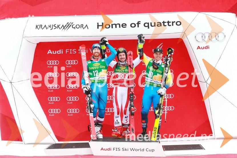  Leif Kristian Haugen, smučar, Norveška;  Marcel Hirscher, smučar (Avstrija);  Matts  Olsson, smučar, ŠvedskaPokal Vitranc 2017, veleslalom