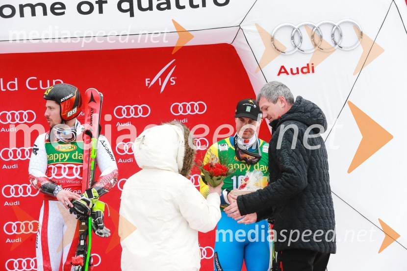  Marcel Hirscher, smučar (Avstrija);  ... ;  Matts  Olsson, smučar, Švedska; mag. Tomaž  Berločnik, predsednik uprave Petrol d.d.Pokal Vitranc 2017, veleslalom