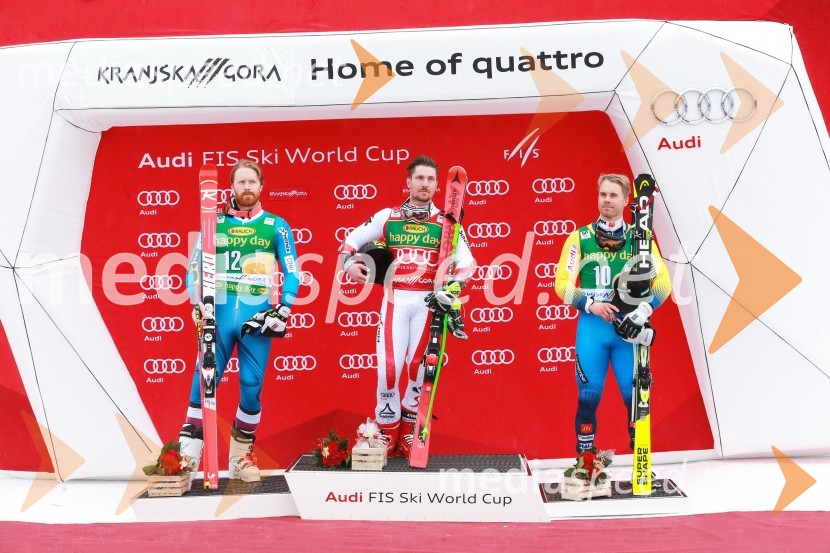  Leif Kristian Haugen, smučar, Norveška;  Marcel Hirscher, smučar (Avstrija);  Matts  Olsson, smučar, ŠvedskaPokal Vitranc 2017, veleslalom