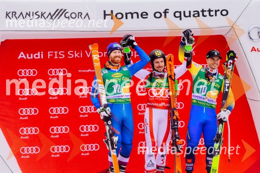  Leif Kristian Haugen, smučar, Norveška;  Marcel Hirscher, smučar (Avstrija);  Matts  Olsson, smučar, ŠvedskaPokal Vitranc 2017, veleslalom