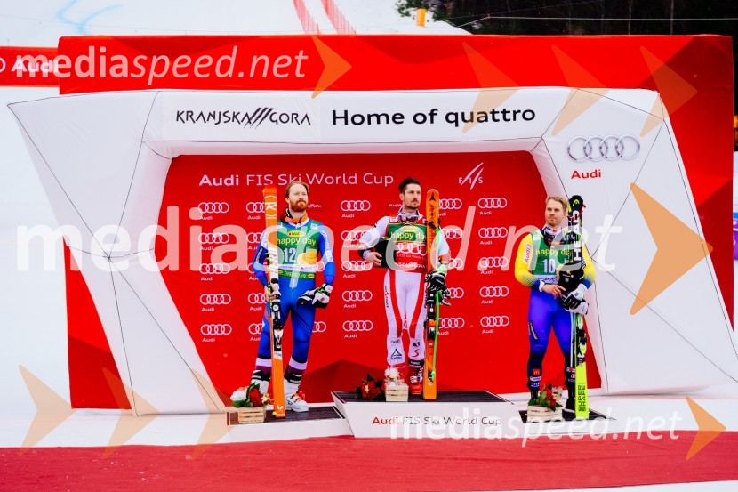  Leif Kristian Haugen, smučar, Norveška;  Marcel Hirscher, smučar (Avstrija);  Matts  Olsson, smučar, ŠvedskaPokal Vitranc 2017, veleslalom