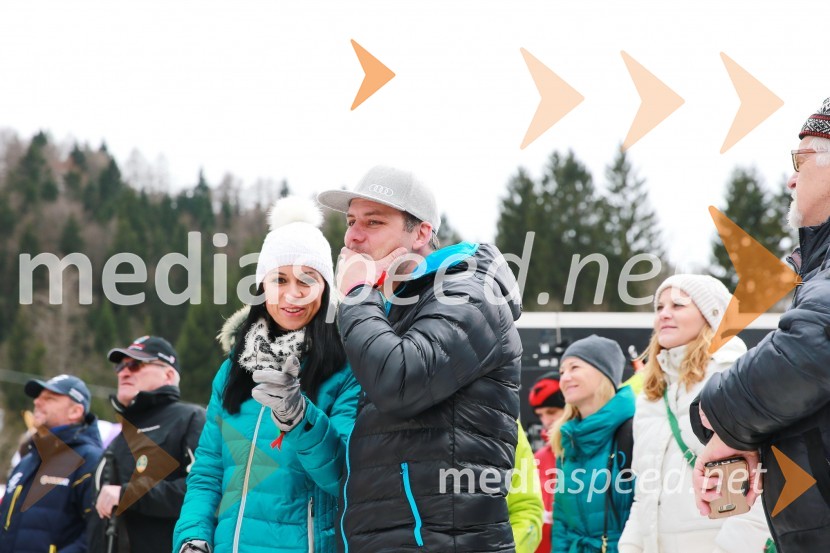 Petra  Dragšič, direktorica Elite insurance d.o.o.;  Mitja Dragšič, nekdanji smučar; vodja tekmovanja za Zlato lisicoPokal Vitranc 2017, VIP druženje, sobota