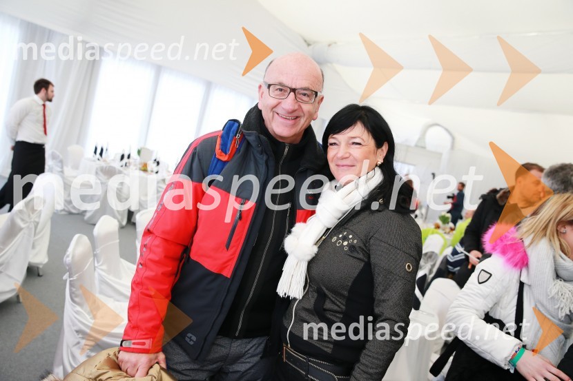  Heinz  Slesak, generalni direktor Porsche Slovenija d.o.o. in direktor Porsche;  Nataša Berginc, direktorica podjetja Co. Andraž d.o.o.Pokal Vitranc 2017, VIP druženje, sobota
