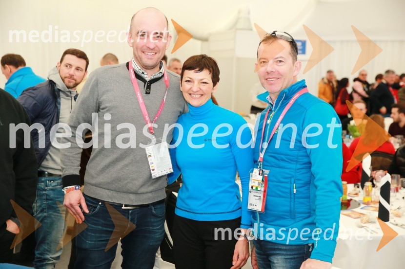  Jožko Križan, direktor, Smučarska zveza Slovenije; prof. dr. Maja Makovec Brenčič, ministrica za izobraževanje, znanost in šport;  Enzo Smrekar, višji izvršni direktor in član uprave Droga Kolinska d.d., predsednik Smučarske zveze SlovenijePokal Vitranc 2017, VIP druženje, sobota