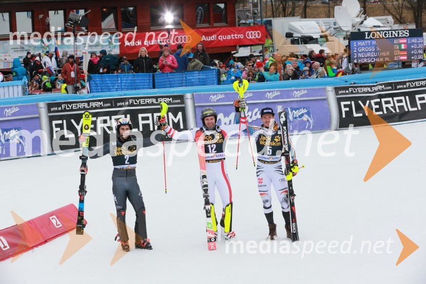  Stefano Gross, smučar (Italija);  Michael Matt, smučar (Avstrija);  Felix Neureuther, smučar (Nemčija)Pokal Vitranc 2017, slalom