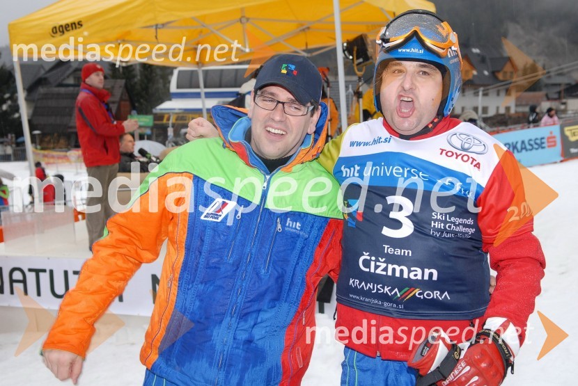Andrej Sluga, direktor marketinga Hit d.d. in mag. Matej Paradiž, direktor igralniško-zabaviščnega centra KoronaSki Legends Hit Challenge 2008 - Tekmovanje smučarskih legend z Juretom Koširjem