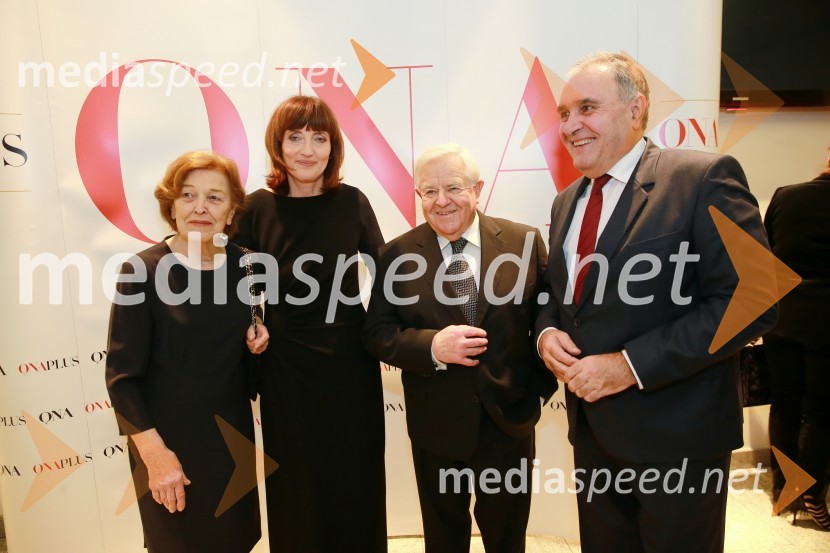  Štefka Kučan;  Sabina Obolnar, odgovorna urednica One in Onaplus;  Milan Kučan, nekdanji predsednik Republike Slovenije;  Bojan Budja, odgovorni urednik dnevnika Slovenske novice Ona 365 je Ana Roš