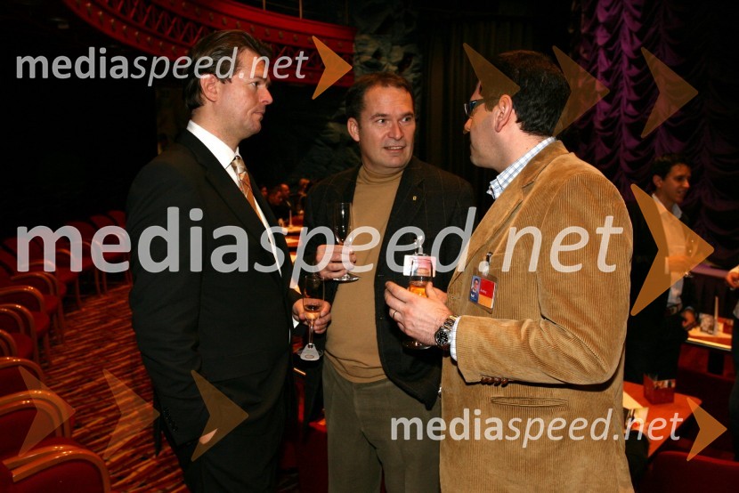 Tilen Majnardi, vodja korporativnega komuniciranja Hit d.d., Zvonko Petje in Andrej Sluga, direktor marketinga Hit d.d.Ski Legends Hit Challenge 2008 - Tekmovanje smučarskih legend z Juretom Koširjem, žrebanje ekip