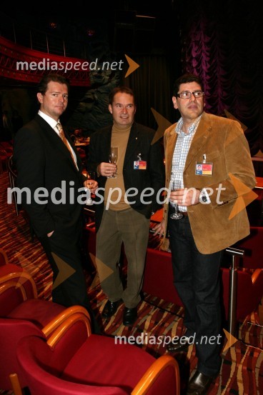 Tilen Majnardi, vodja korporativnega komuniciranja Hit d.d., Zvonko Petje in Andrej Sluga, direktor marketinga Hit d.d.Ski Legends Hit Challenge 2008 - Tekmovanje smučarskih legend z Juretom Koširjem, žrebanje ekip