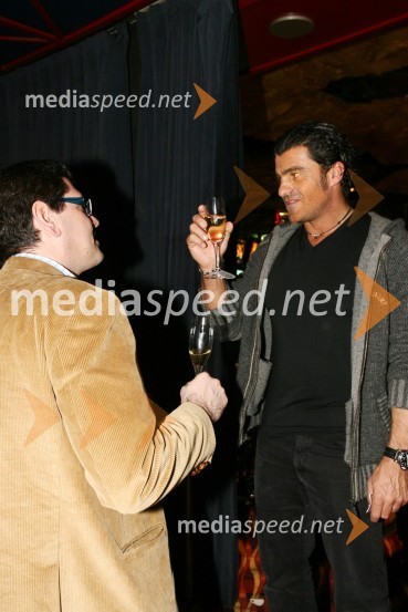 Andrej Sluga, direktor marketinga Hit d.d. in Alberto Tomba, nekdanji italijanski smučarSki Legends Hit Challenge 2008 - Tekmovanje smučarskih legend z Juretom Koširjem, žrebanje ekip