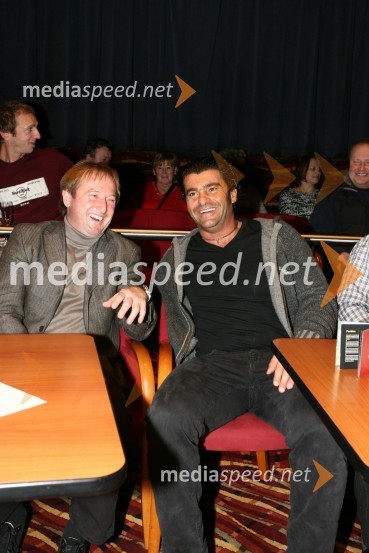 Bojan Križaj, nekdanji smučar in Alberto Tomba, nekdanji italijanski smučarSki Legends Hit Challenge 2008 - Tekmovanje smučarskih legend z Juretom Koširjem, žrebanje ekip