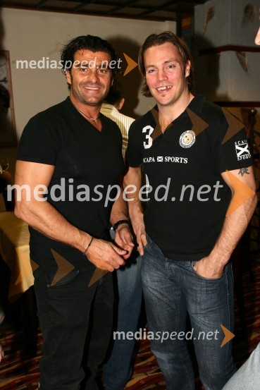 Alberto Tomba, nekdanji italijanski smučar in Markus Matthiasson, hokejistSki Legends Hit Challenge 2008 - Tekmovanje smučarskih legend z Juretom Koširjem, žrebanje ekip