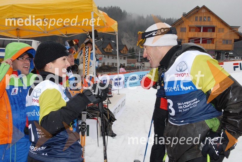 Špela Pretnar, nekdanja smučarka in Jure Robič, ekstremni kolesarSki Legends Hit Challenge 2008 - Tekmovanje smučarskih legend z Juretom Koširjem