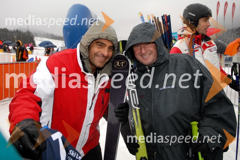 Alberto Tomba, nekdanji italijanski smučar in Bojan Križaj, nekdanji smučarSki Legends Hit Challenge 2008 - Tekmovanje smučarskih legend z Juretom Koširjem