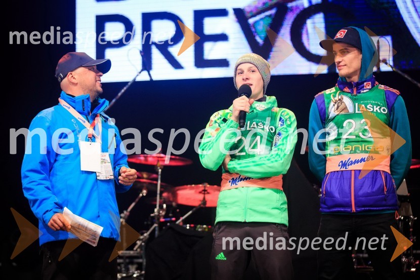  Bojan Makovec, povezovalec programa;  Domen Prevc, smučarski skakalec;  Daniel Andre Tande, smučarski skakalec (Norveška)Open Air Planica 2017